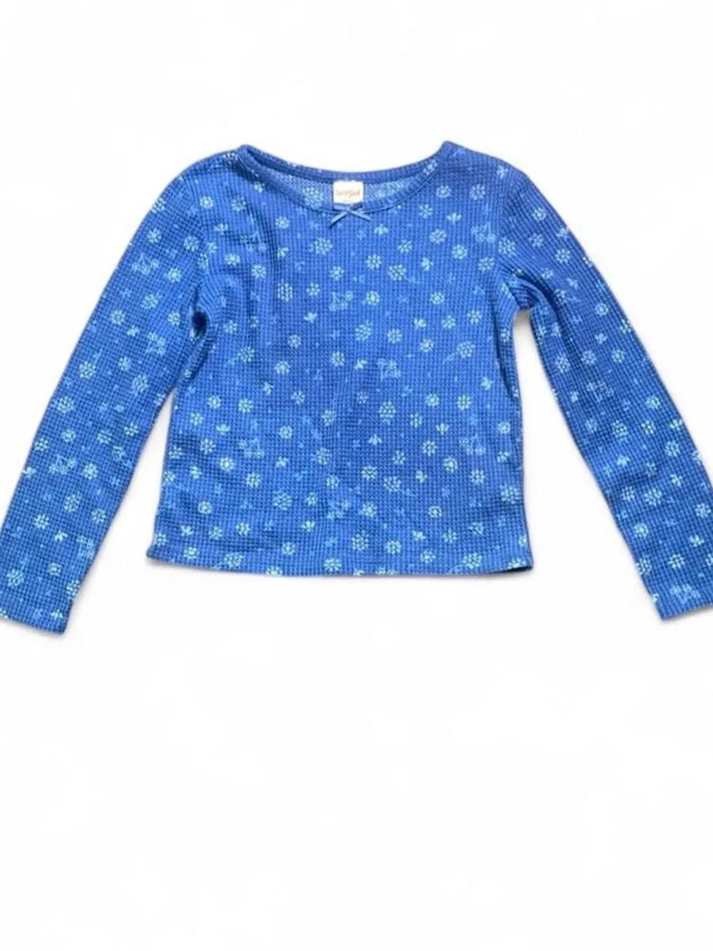 Girls' Blue Floral Long-Sleeve Top